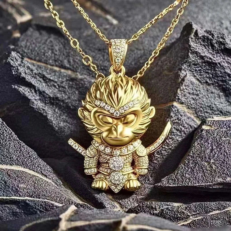 Monkey King Necklace Black Myth WUKONG Pendant Bracelet Copper Gold China 3A game Birthday Gift To A Friend