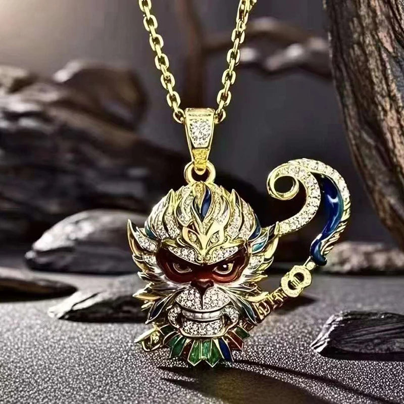 Monkey King Necklace Black Myth WUKONG Pendant Bracelet Copper Gold China 3A game Birthday Gift To A Friend