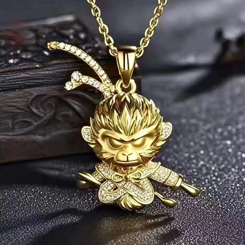 Monkey King Necklace Black Myth WUKONG Pendant Bracelet Copper Gold China 3A game Birthday Gift To A Friend