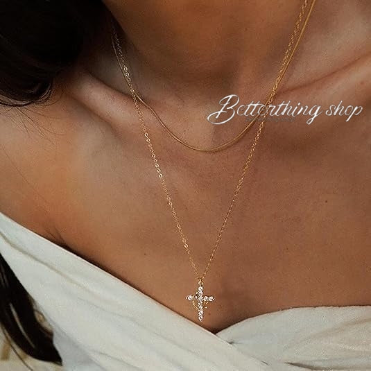 Jesus' Blessing Rotating Crown Cross Necklace | 18K Gold Plated Diamond Faith Jewelry | Perfect for Communion, Baptism, and Special Gifts