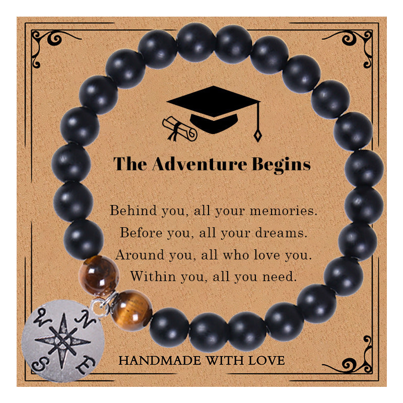 Creative Natural Stone Compass Bracelet with Tiger's Eye and Black Hematite Beads