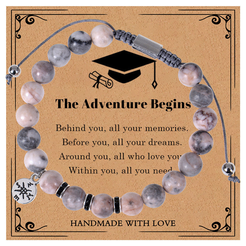 Creative Natural Stone Compass Bracelet with Tiger's Eye and Black Hematite Beads