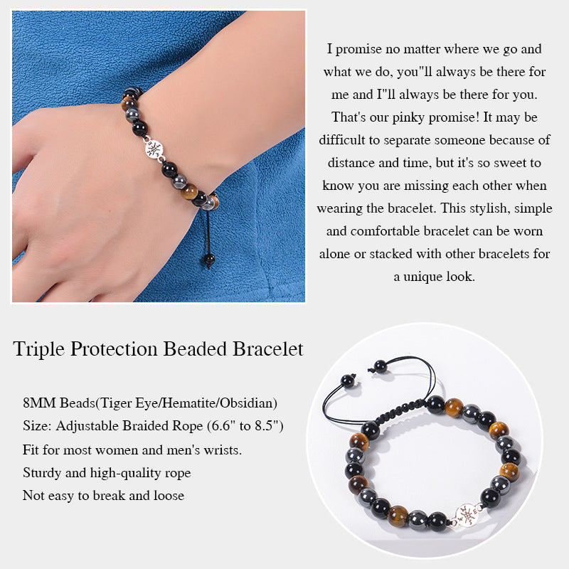 Creative Natural Stone Compass Bracelet with Tiger's Eye and Black Hematite Beads