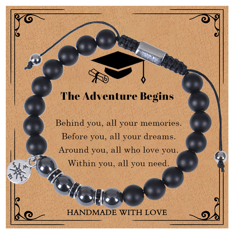 Creative Natural Stone Compass Bracelet with Tiger's Eye and Black Hematite Beads