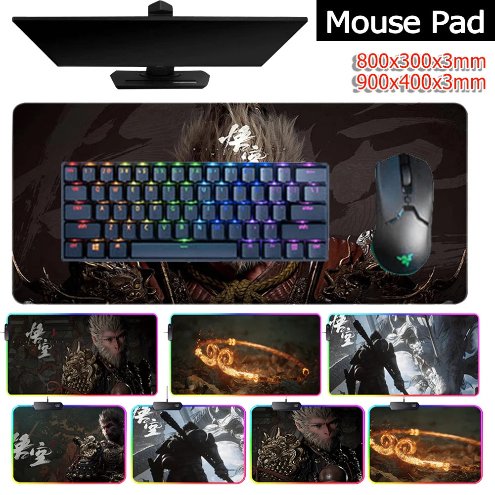 Game Black Myth WuKong Desk Mat for Keyboard and Mouse Large Keyboard Mouse Pad Non-Slip Desk Protecor Mat PC Gaming Accessories