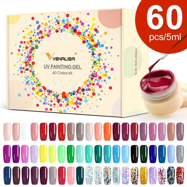 VENALISA Supply 5g/jar Thick Jelly Color Mud Full Coverage Paste Soak Off UV LED Painting Gel Nail Varnish Gorgeous Color Kit