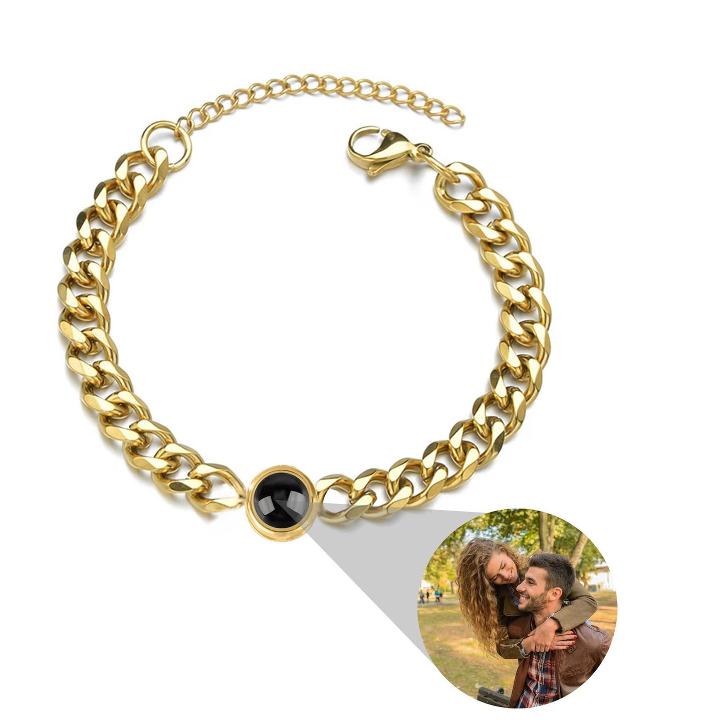 Personalized Curb Chain Photo Bracelet