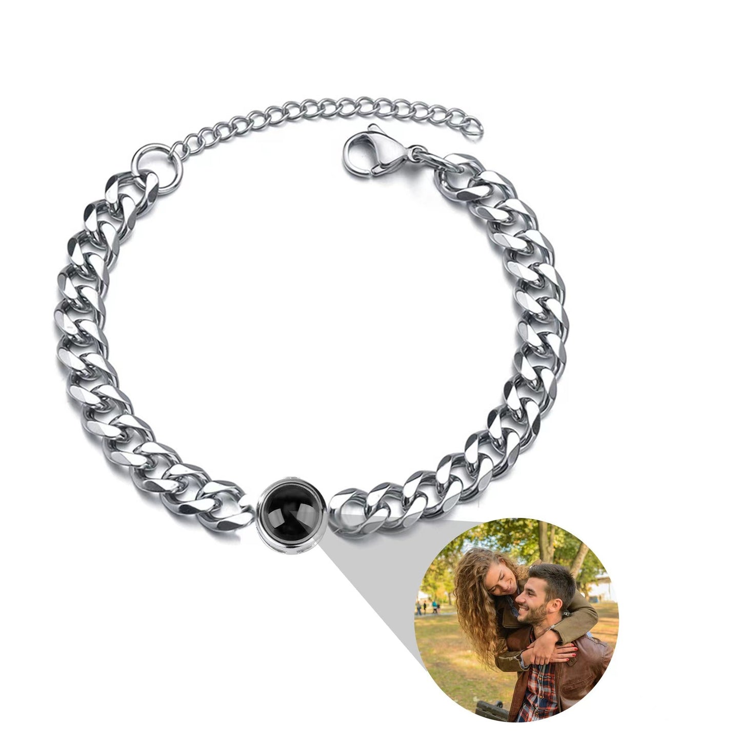 Personalized Curb Chain Photo Bracelet