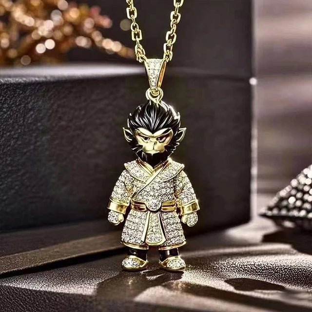 Monkey King Necklace Black Myth WUKONG Pendant Bracelet Copper Gold China 3A game Birthday Gift To A Friend