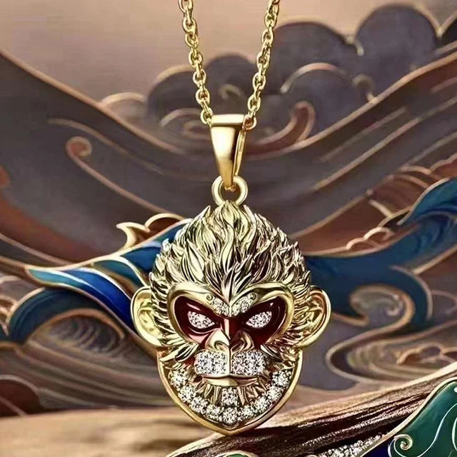 Monkey King Necklace Black Myth WUKONG Pendant Bracelet Copper Gold China 3A game Birthday Gift To A Friend