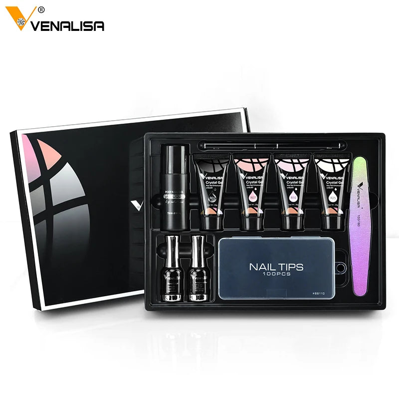 VENALISA Poly LED UV Gel Kit New Acrylic Nail Art UV/LED Manicure Nail Tool Crystal Gel Set Nail Decoration Nail Files VIP Kit