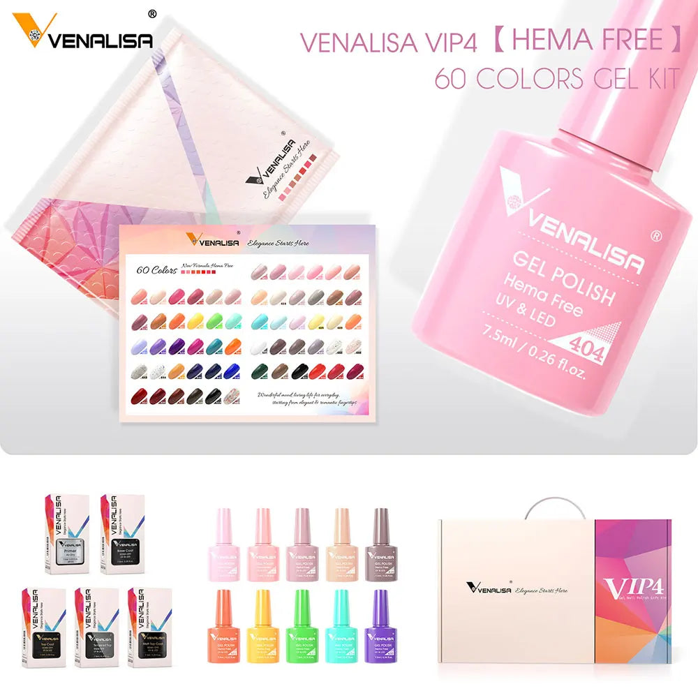 VENALISA VIP4 Kit Nail Gel Polish HEMA FREE Full Coverage 36/60 Color Gel Pigment Professional Nail Art Long-lasting Gel Varnish