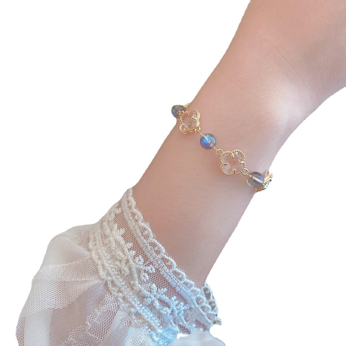 New Arrival! Amethyst and Moonstone Bracelet for Women - Clover Design, Summer Chic, Light Luxury Gift for Best Friends